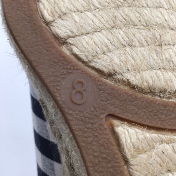🔴SOLD🔴J. Crew Factory blue white check plaid textile espadrille wedge pumps 8 - Picture 11 of 11